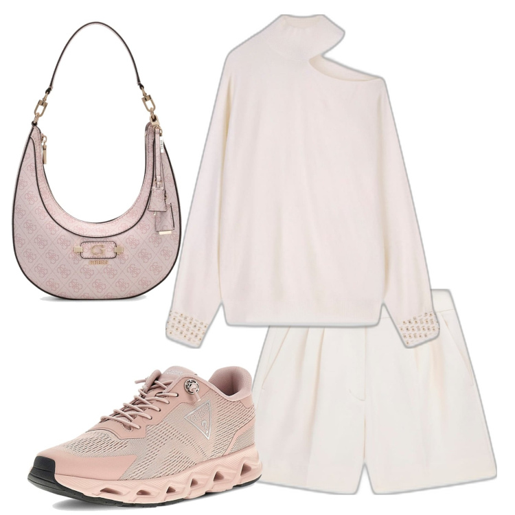 Outfit mujer - Urban style. Estilo Urban para Todos los días. Combinación con sneakers, shorts, bolsos de hombro, prendas de punto.