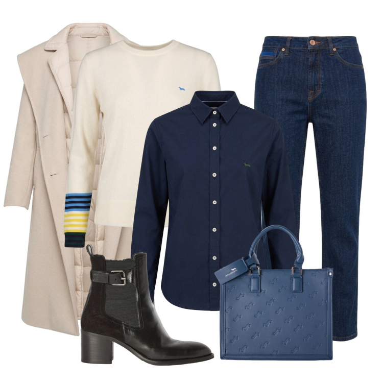 Outfit donna - Sunday Brunch in città - Focus Donna. Stile Glamour per Tutti i giorni. Abbinamento con cappotti, jeans, camicie, borse a mano, stivaletti, maglieria.