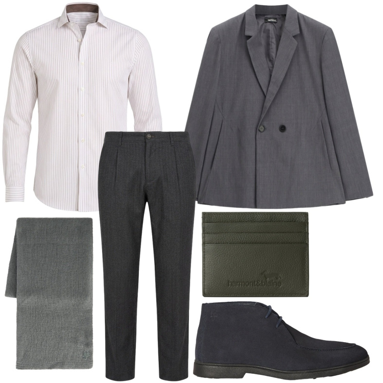 Outfit uomo - Eleganza estrema. Stile Trendy per Tutti i giorni. Abbinamento con camicie, portafogli, sciarpe, stivali e stivaletti, pantaloni, giacche.