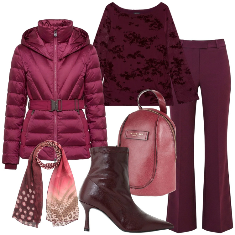 Outfit donna - Casual chic. Stile Casual chic per Tutti i giorni. Abbinamento con piumini, stivaletti, t-shirt, pantaloni, zaini, sciarpe.