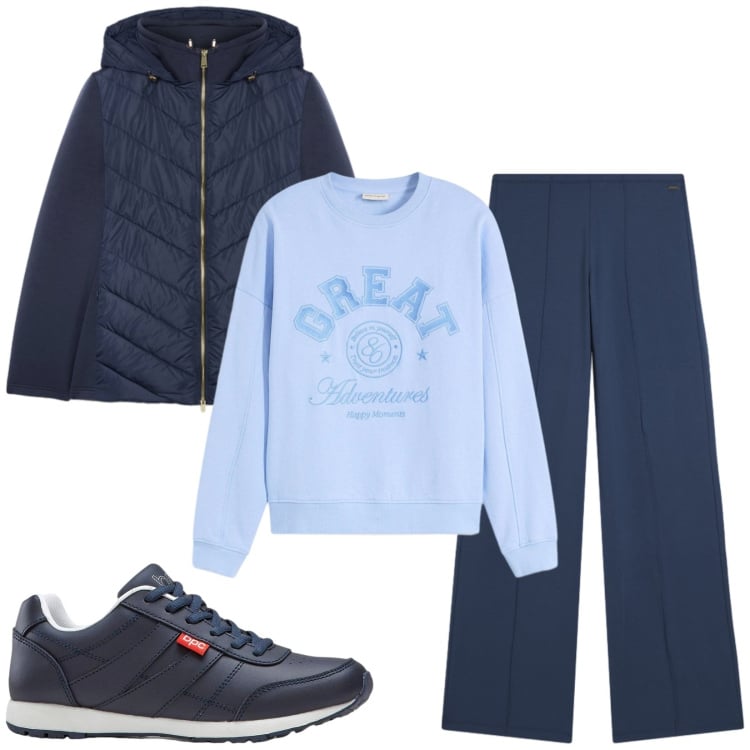Outfit donna - Total look #2496058. Stile Casual per Tutti i giorni. Abbinamento con piumini, pantaloni, sneakers, felpe.