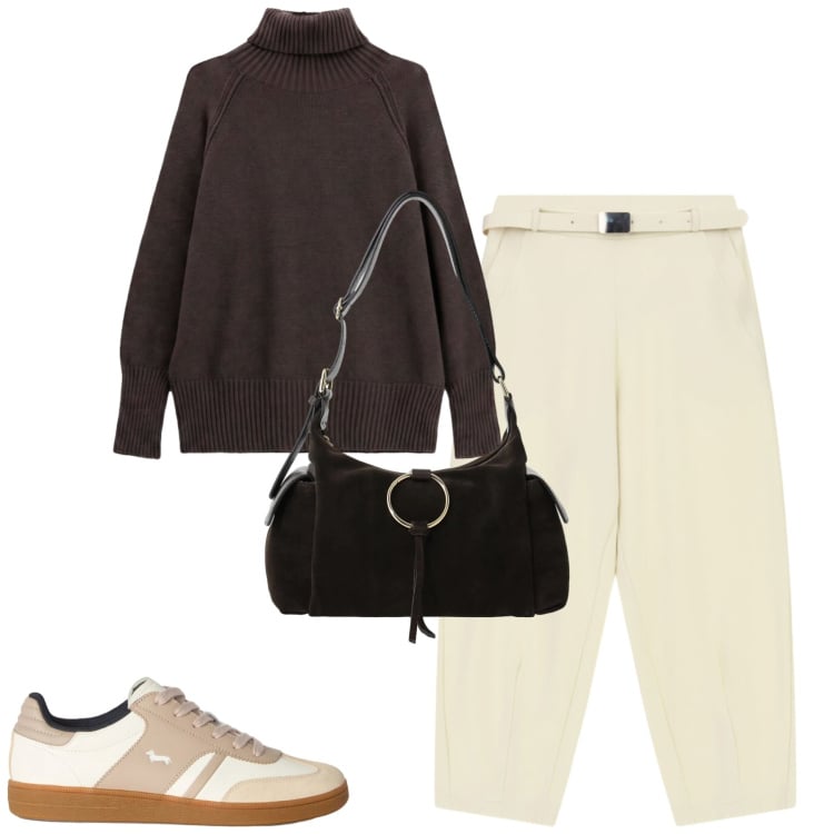 Outfit donna - Imperial. Stile Casual chic per Tutti i giorni. Abbinamento con sneakers, pantaloni, pullovers, borse a spalla.