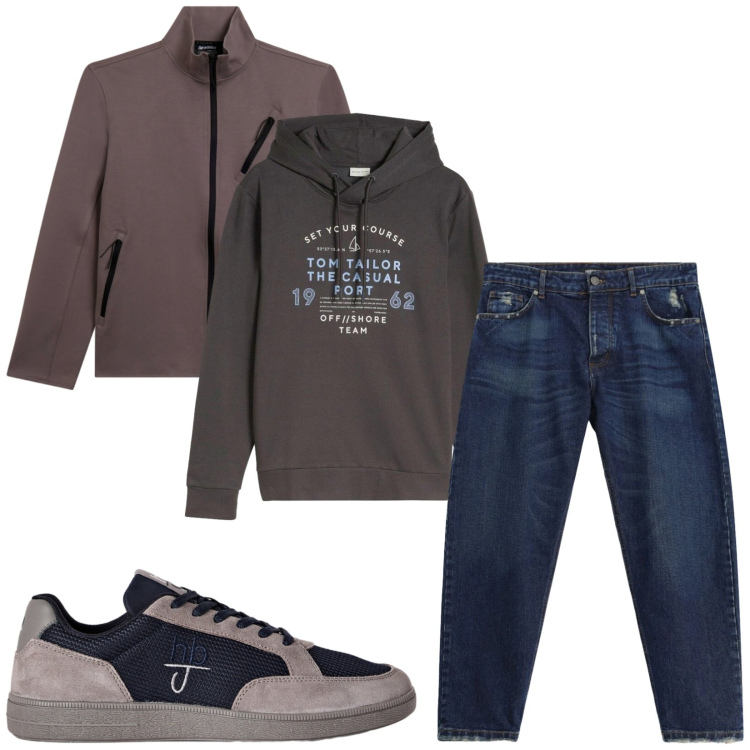 Outfit uomo - Total look #2496074. Stile Casual per Tutti i giorni. Abbinamento con sneakers, jeans, felpe, felpe con cappuccio.