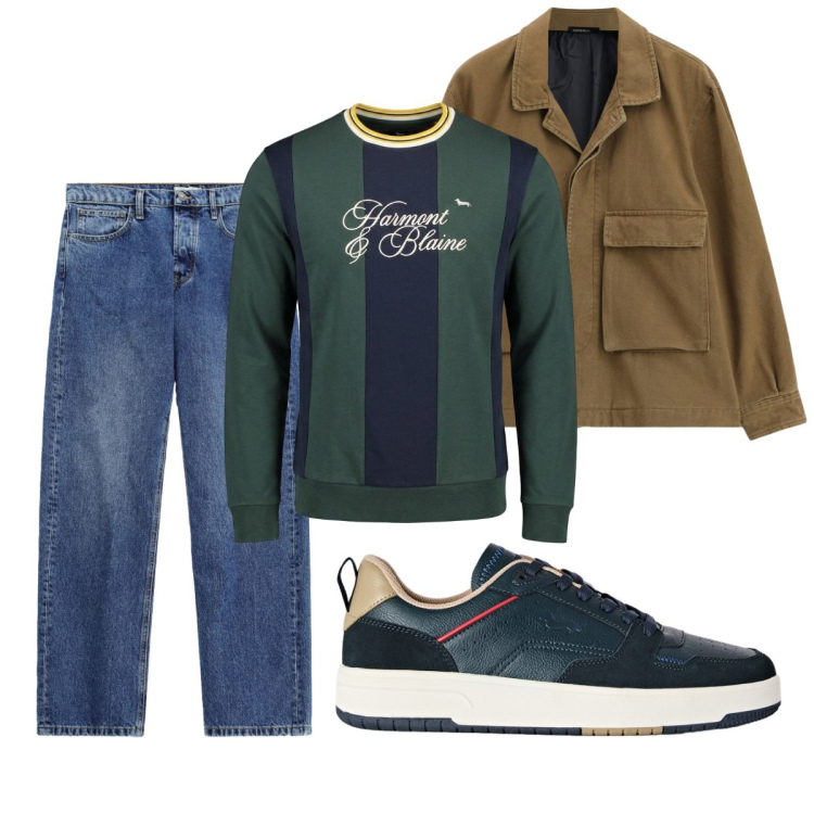 Outfit uomo - Total look #2496125. Stile Casual per Tutti i giorni. Abbinamento con felpe, sneakers, cappotti, jeans.