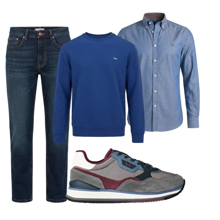 Outfit uomo - Total look #2496126. Stile Casual per Tutti i giorni. Abbinamento con camicie, felpe, sneakers, jeans.