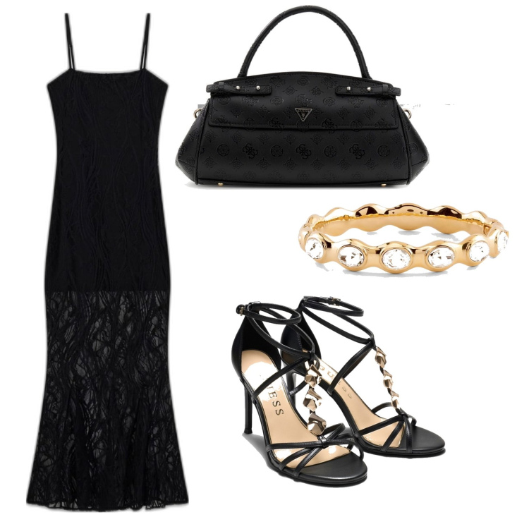 Outfit mujer - Chic outfit. Estilo Chic para Ceremonia. Combinación con bolsos de mano, sandalias de piel, vestidos largos, pulseras.