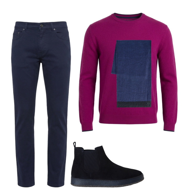 Outfit uomo - Total look #2496150. Stile Trendy per Tutti i giorni. Abbinamento con maglieria, sciarpe, stivali e stivaletti, pantaloni.
