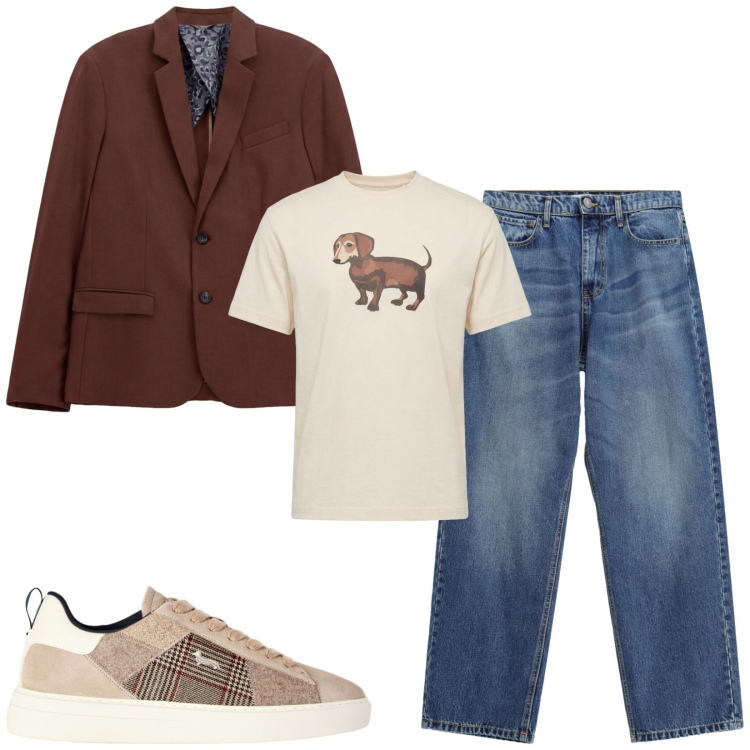 Outfit uomo - Total look #2496166. Stile Trendy per Serata speciale. Abbinamento con sneakers, t-shirt, jeans, giacche.