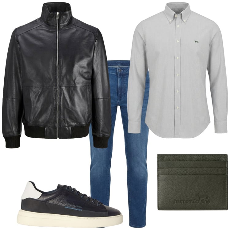 Outfit uomo - Total look #2496167. Stile Trendy per Tutti i giorni. Abbinamento con sneakers, camicie, portafogli, jeans slim fit, giacche.