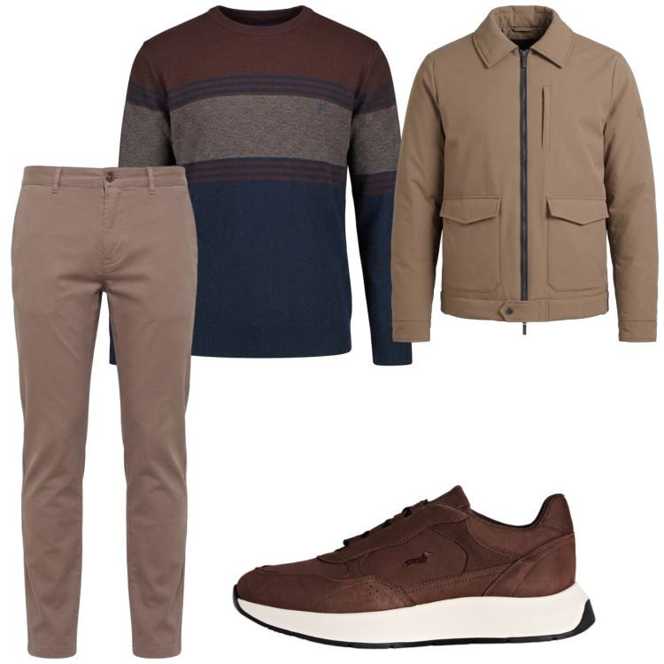 Outfit uomo - Total look #2496170. Stile Casual per Tutti i giorni. Abbinamento con giacche, maglieria, sneakers, pantaloni.