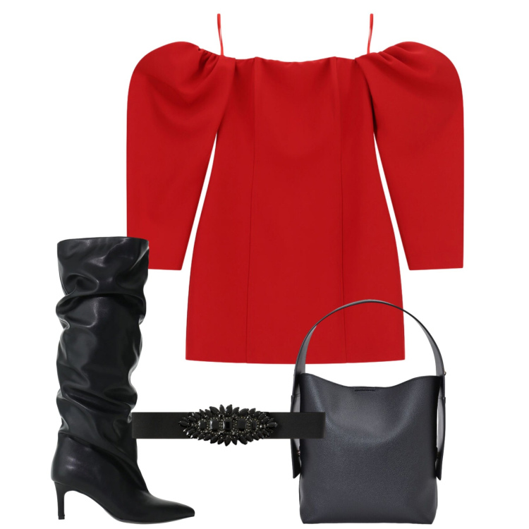 Outfit donna - Con eleganza. Stile Chic per Serata fuori. Abbinamento con vestiti corti, stivali, cinture, borse a spalla.