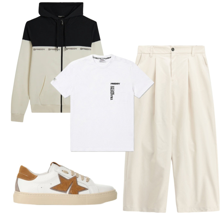 Outfit uomo - Total look #2496282. Stile Casual per Tutti i giorni. Abbinamento con pantaloni, sneakers, felpe con cappuccio, t-shirt.