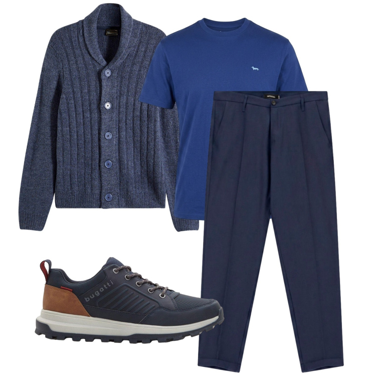 Outfit uomo - Total look #2496285. Stile Casual per Tutti i giorni. Abbinamento con t-shirt, pantaloni, cardigans, sneakers.