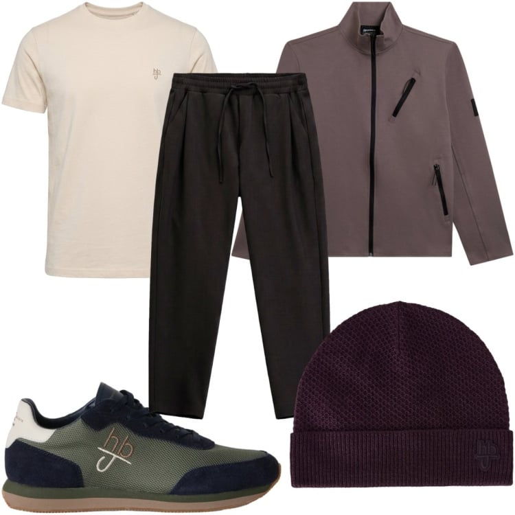 Outfit uomo - Total look #2496323. Stile Casual per Tutti i giorni. Abbinamento con sneakers, t-shirt, berretti, pantaloni, felpe.