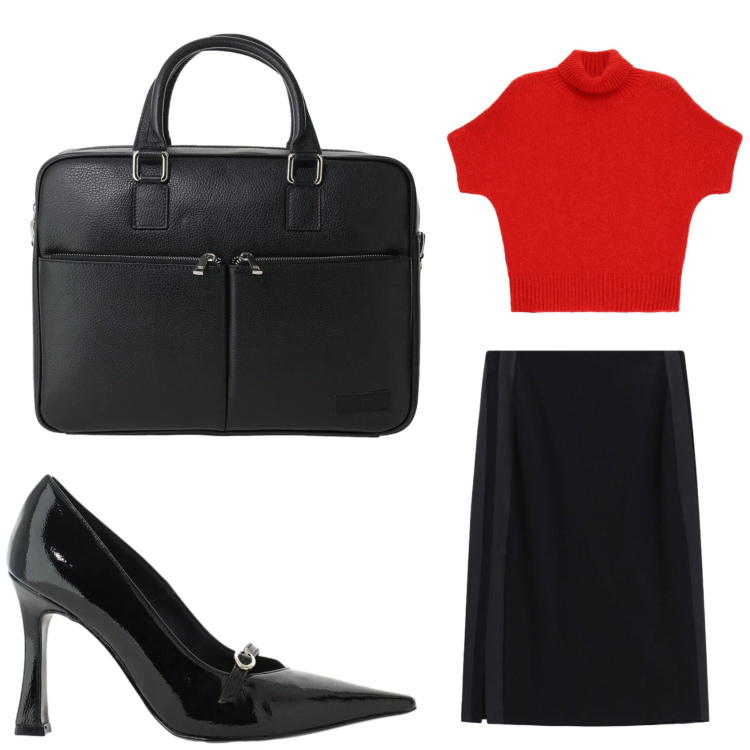 Outfit donna - In ufficio con Imperial. Stile Chic per Ufficio. Abbinamento con décolleté, borse messenger, gonne longuette, maglieria.