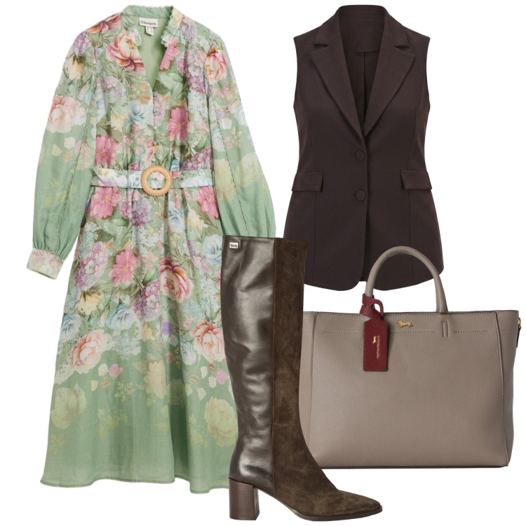Outfit donna - Stile boho chic in autunno. Stile Boho per Tutti i giorni. Abbinamento con borse a mano, stivali, gilet, vestiti midi/longuette.