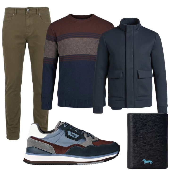 Outfit uomo - Total look #2496380. Stile Trendy per Tutti i giorni. Abbinamento con portafogli, pantaloni, maglieria, giacche, sneakers.