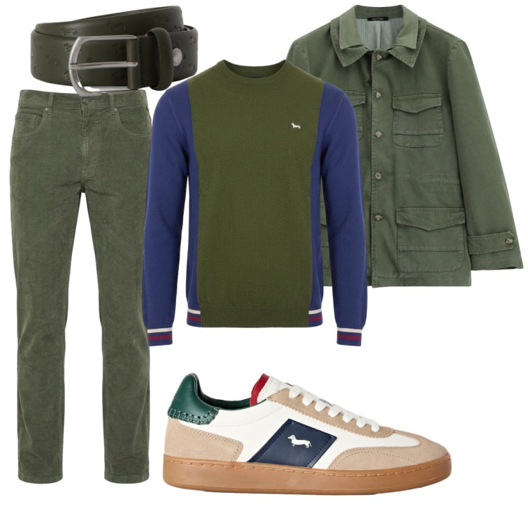 Outfit uomo - Total look. Stile Casual per Tutti i giorni. Abbinamento con sneakers, cinture, pantaloni, maglieria, cappotti.