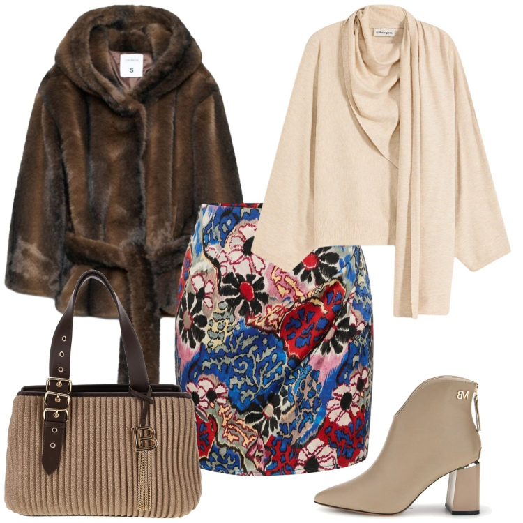 Outfit donna - Total look #2496426. Stile Chic per Serata fuori. Abbinamento con minigonne, blazer, stivaletti, maglieria, borse a mano.