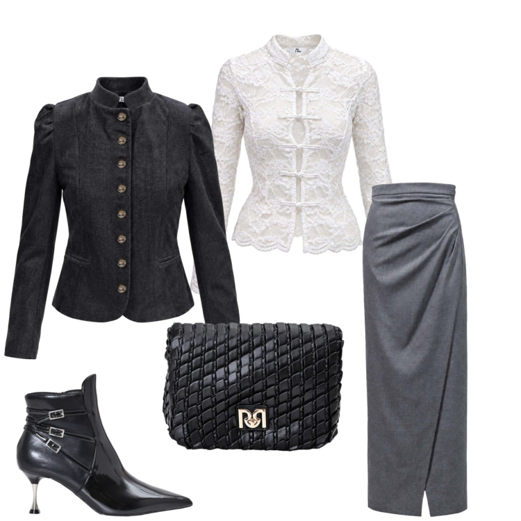 Outfit donna - Total look #2496482. Stile Glamour per Serata fuori. Abbinamento con top, gonne lunghe, blazer, stivaletti, borse a tracolla.