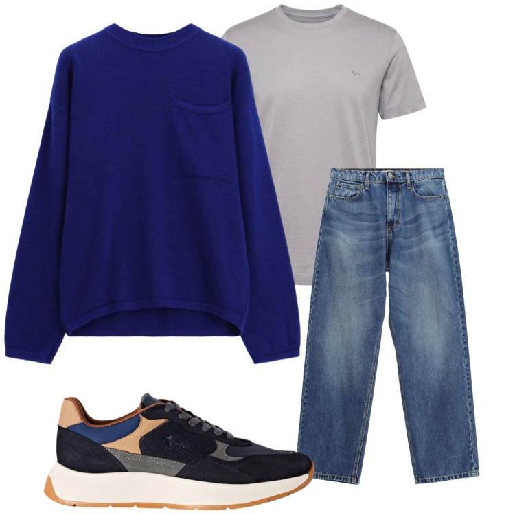 Outfit uomo - Total look #2496507. Stile Trendy per Tutti i giorni. Abbinamento con t-shirt, sneakers, jeans, maglieria.