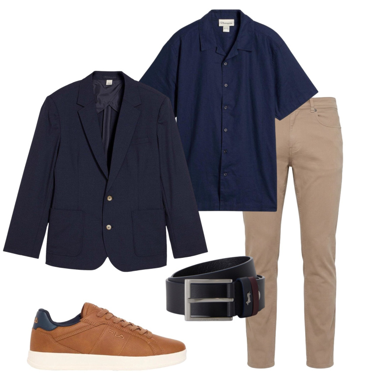 Outfit uomo - Total look #2496524. Stile Casual per Tutti i giorni. Abbinamento con pantaloni, cinture, giacche, camicie a manica corta, sneakers.