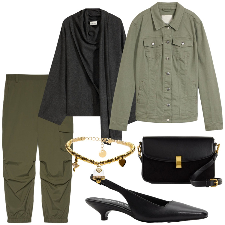 Outfit donna - Cargo pants. Stile Casual per Tutti i giorni. Abbinamento con pantaloni cargo, braccialetti, décolleté, borse a mano, cappotti, maglieria.