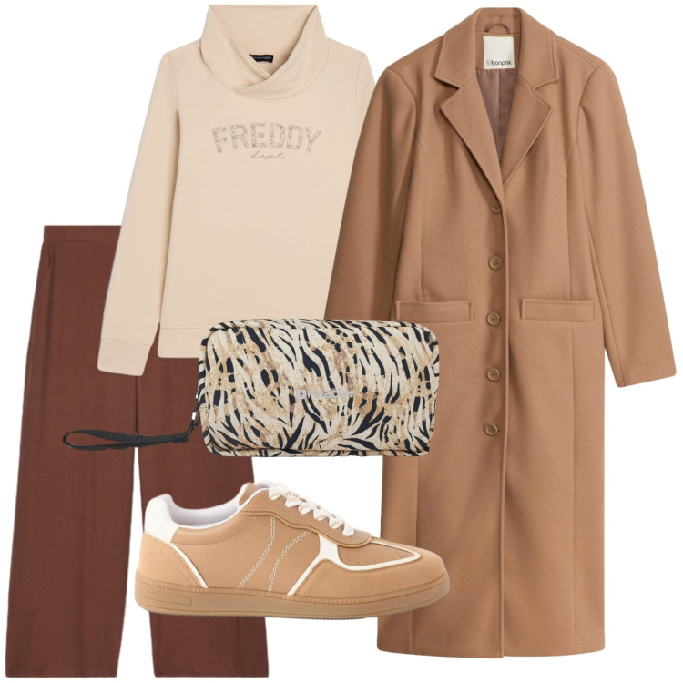 Outfit donna - Cappotto senza tempo. Stile Glamour per Tutti i giorni. Abbinamento con pantaloni, valigie, felpe con cappuccio, sneakers, cappotti.