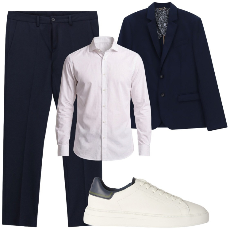 Outfit uomo - Business trendy. Stile Business/Elegante per Serata speciale. Abbinamento con camicie, sneakers, pantaloni, giacche.