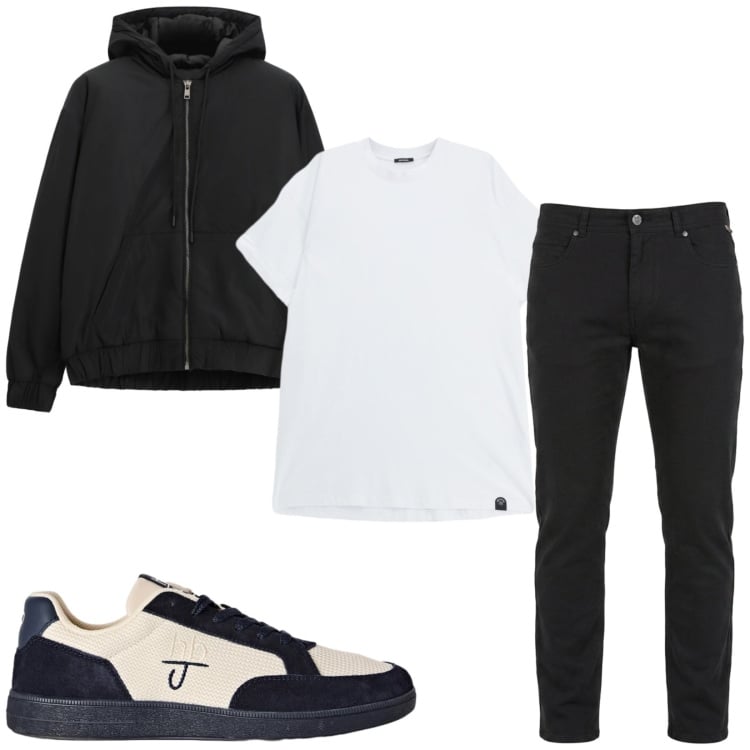 Outfit uomo - Total look #2496669. Stile Casual per Tutti i giorni. Abbinamento con pantaloni, sneakers, t-shirt, bomber.