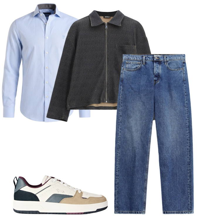 Outfit uomo - Total look #2496727. Stile Casual per Tutti i giorni. Abbinamento con sneakers, camicie, jeans, cappotti.
