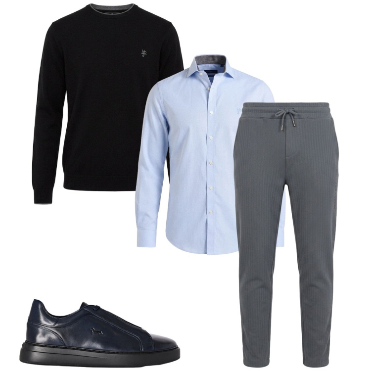 Outfit uomo - Total look #2496730. Stile Casual per Tutti i giorni. Abbinamento con pantaloni, sneakers, camicie, maglieria.