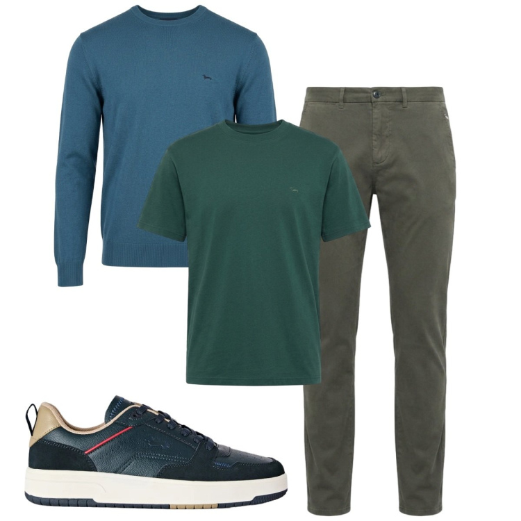 Outfit uomo - Total look #2496734. Stile Casual per Tutti i giorni. Abbinamento con maglieria, pantaloni, t-shirt, sneakers.