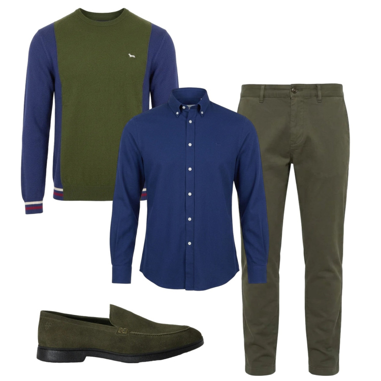 Outfit uomo - Total look #2496743. Stile Casual per Tutti i giorni. Abbinamento con camicie, scarpe stringate, pantaloni, maglieria.