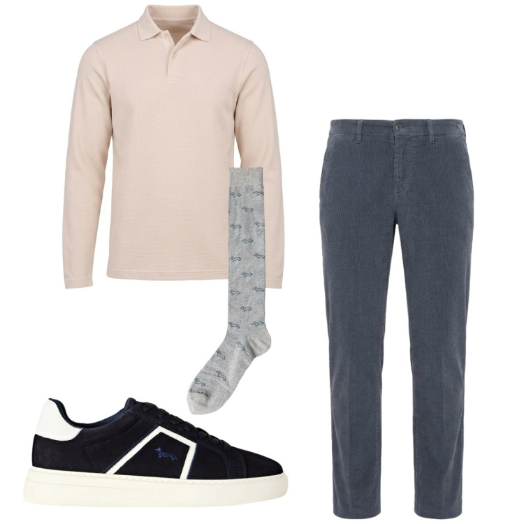 Outfit uomo - Total look #2496744. Stile Casual per Tutti i giorni. Abbinamento con calzini, sneakers, polo, pantaloni.