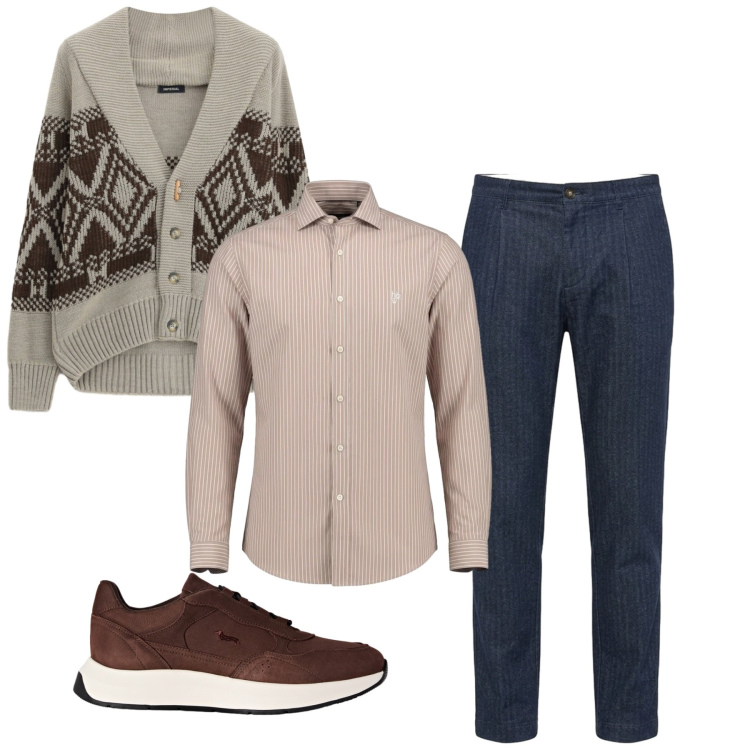 Outfit uomo - Total look #2496747. Stile Casual per Tutti i giorni. Abbinamento con sneakers, camicie, pantaloni, cardigans.