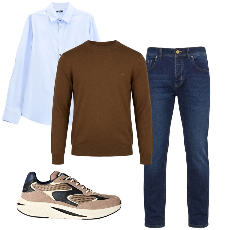 Outfit uomo - Total look #2496750. Stile Casual per Tutti i giorni. Abbinamento con sneakers, jeans, maglieria, camicie.