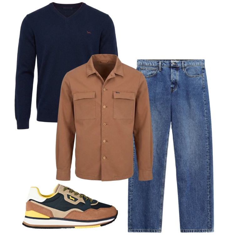 Outfit uomo - Total look #2496756. Stile Casual per Tutti i giorni. Abbinamento con cappotti, maglieria, sneakers, jeans.