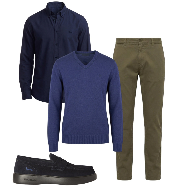 Outfit uomo - Total look #2496764. Stile Casual per Tutti i giorni. Abbinamento con scarpe stringate, pantaloni, maglieria, camicie.