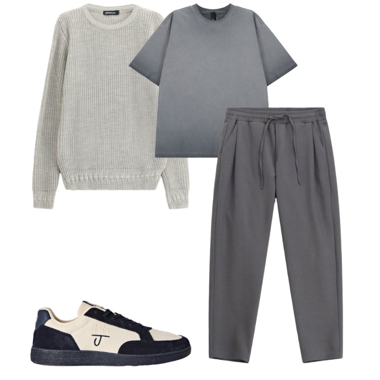 Outfit uomo - Total look #2496767. Stile Urban per Tutti i giorni. Abbinamento con sneakers, maglieria, pantaloni, t-shirt.