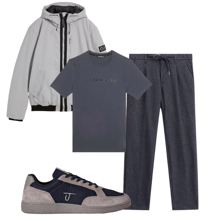 Outfit uomo - Total look #2496768. Stile Casual per Tutti i giorni. Abbinamento con sneakers, pantaloni, t-shirt, bomber.