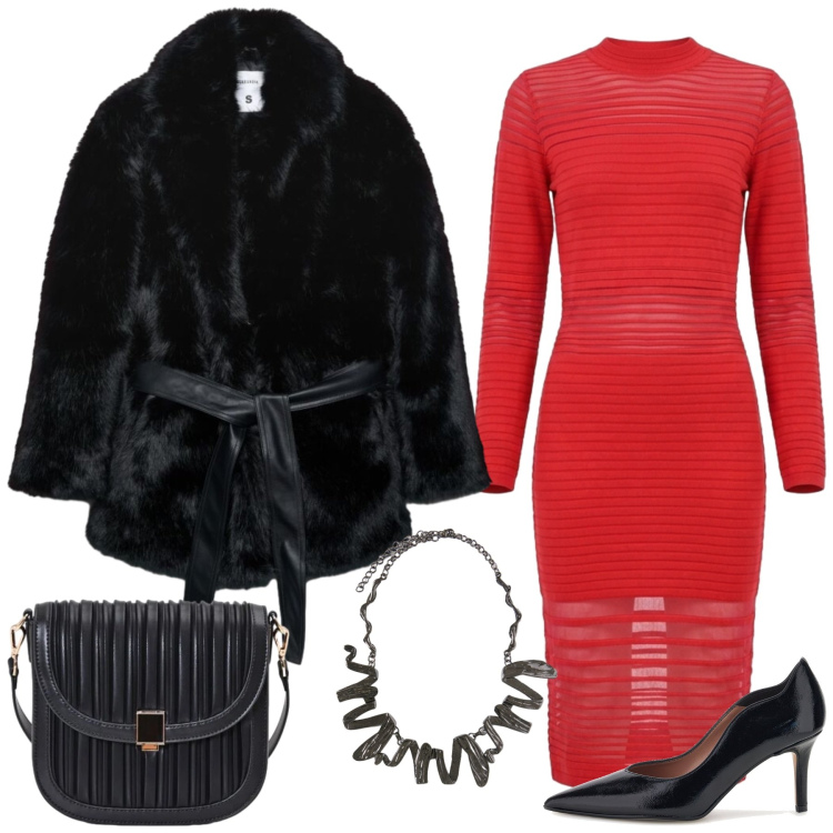 Outfit donna - Total look #2496782. Stile Chic per Serata fuori. Abbinamento con ciondoli, borse a tracolla, vestiti midi/longuette, trench, décolleté.