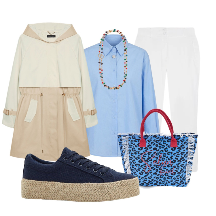 Outfit donna - Sunday Brunch in città - Focus Donna. Stile Glamour per Tutti i giorni. Abbinamento con collane, pantaloni, trench, camicie, sneakers, borse a mano.