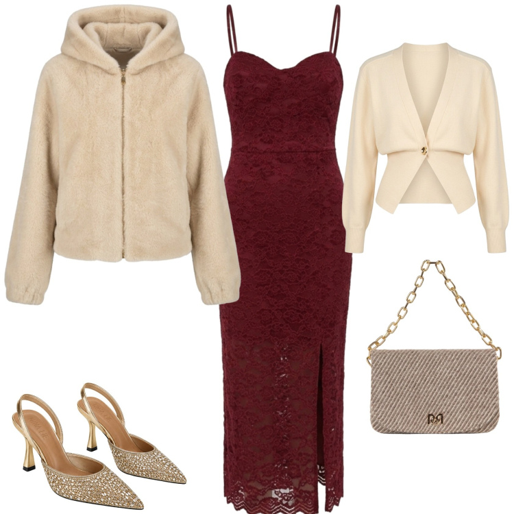 Outfit donna - Chic serata evento speciale. Stile Chic per Serata fuori. Abbinamento con borse a spalla, vestiti midi/longuette, décolleté, blazer, cardigans.