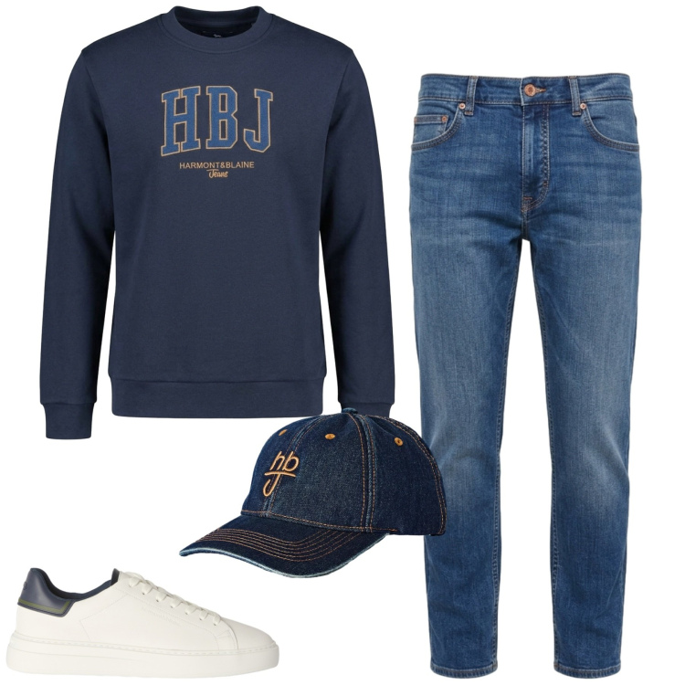 Outfit uomo - Ottobre. Stile Casual per Tutti i giorni. Abbinamento con sneakers, jeans, felpe, cappelli con visiera.