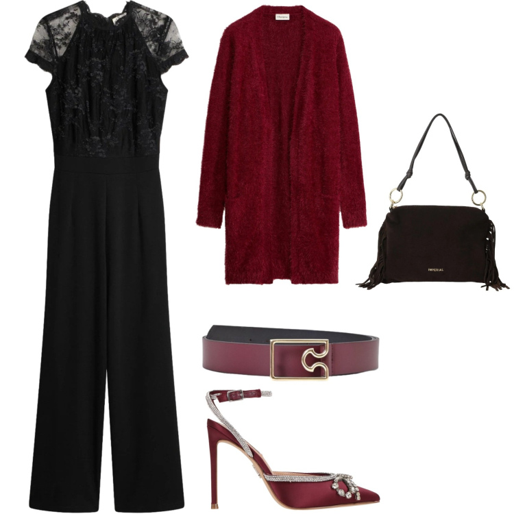 Outfit donna - Total look #2496822. Stile Casual chic per Serata fuori. Abbinamento con borse a spalla, cinture, décolleté, cardigans, tute.