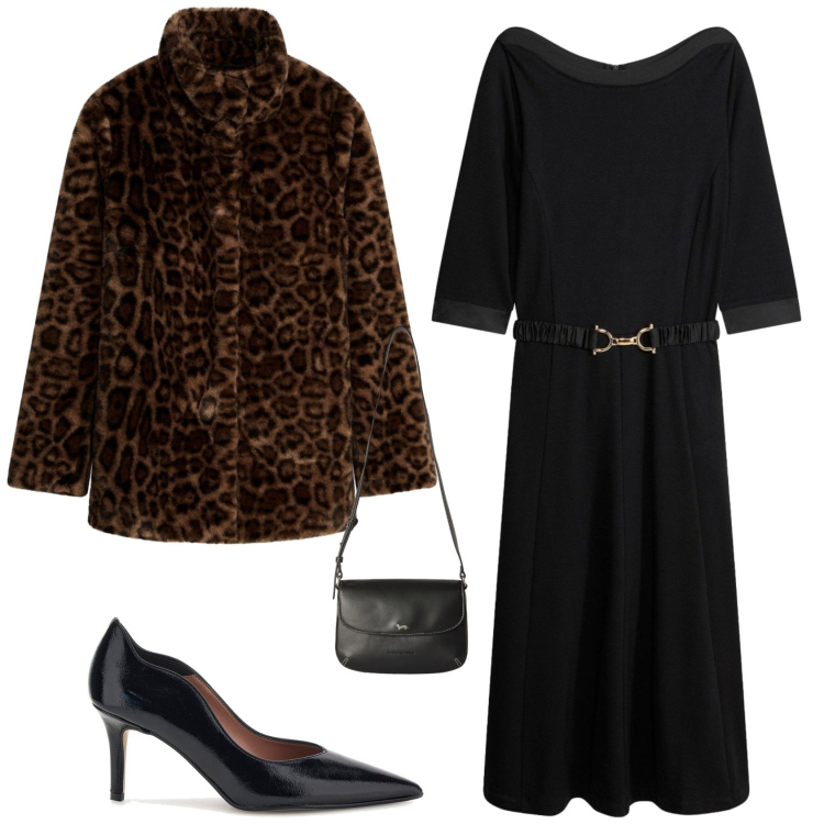 Outfit donna - Chic serata evento speciale. Stile Chic per Serata fuori. Abbinamento con borse a tracolla, vestiti, blazer, décolleté.