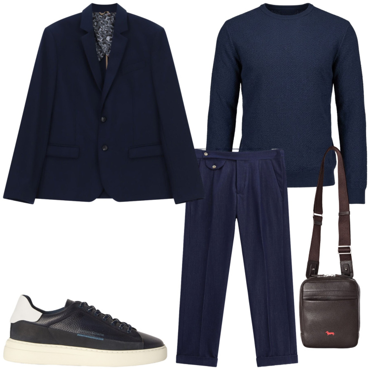 Outfit uomo - Total look #2496848. Stile Casual per Tutti i giorni. Abbinamento con maglieria, sneakers, borse sportive, giacche, pantaloni.