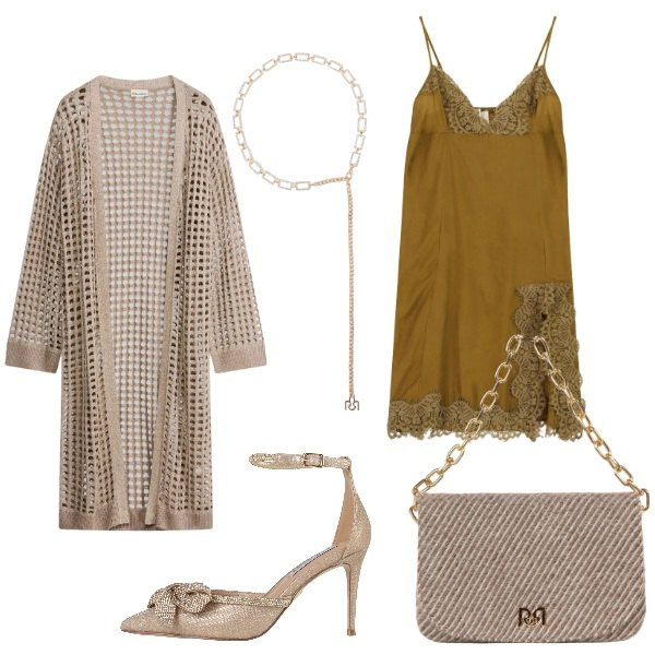 Outfit donna - Total look #2496878. Stile Glamour per Serata fuori. Abbinamento con cinture, borse a spalla, vestiti corti, décolleté, cardigans.