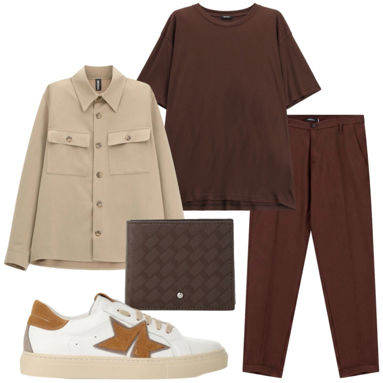 Outfit uomo - Giacca camicia. Stile Casual per Tutti i giorni. Abbinamento con t-shirt, cappotti, sneakers, portafogli, pantaloni.